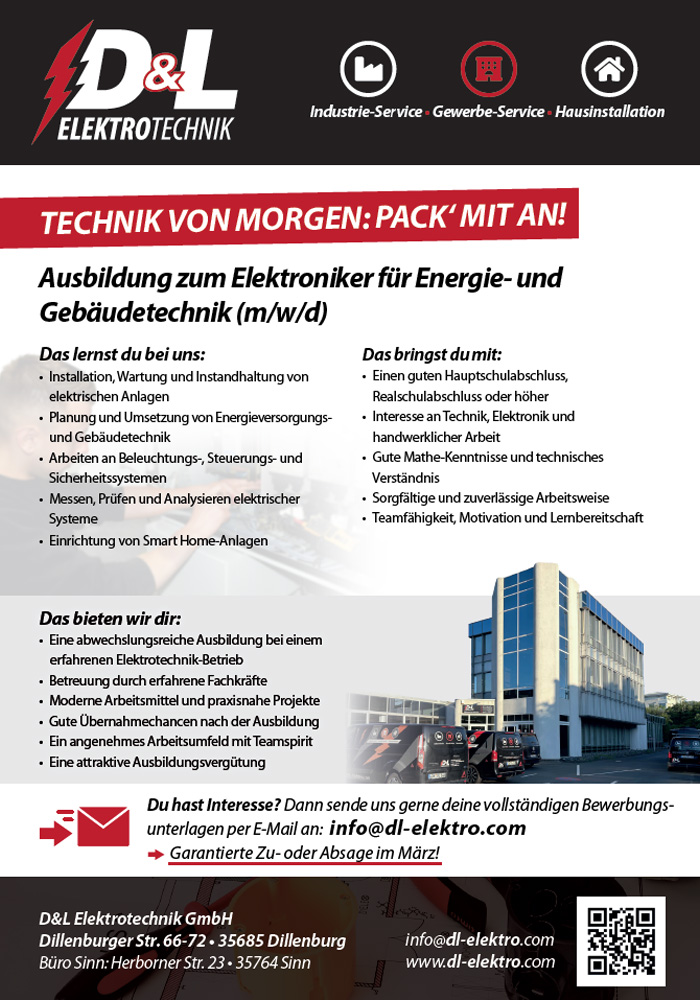 Stellenanzeige: Ausbildung Elektroniker für Energie- und Gebäudetechnik (m/w/d)