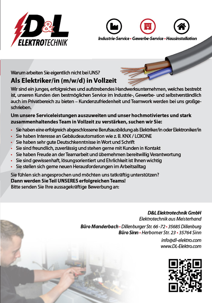 Stellenanzeige: Elektriker (m/w/d) Vollzeit
